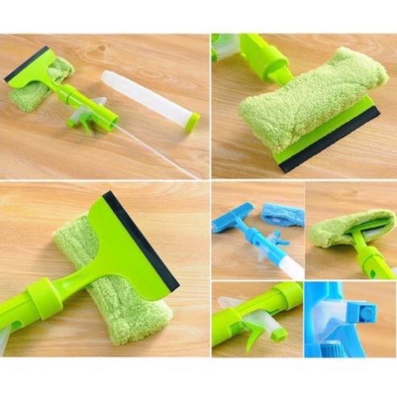 Cây lau kính 3in1 kèm bình xịt tiện lợi