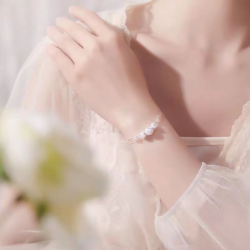 Vòng tay phủ bạc S925 - Lắc tay nữ phủ bạc Ý charm bi nhiều lớp Ovaline dễ thương Zaza Accessories