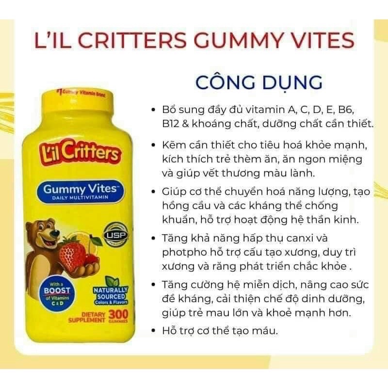 Lil Critters Gummy Vites Multivitamin 300 viên [Chính hãng]