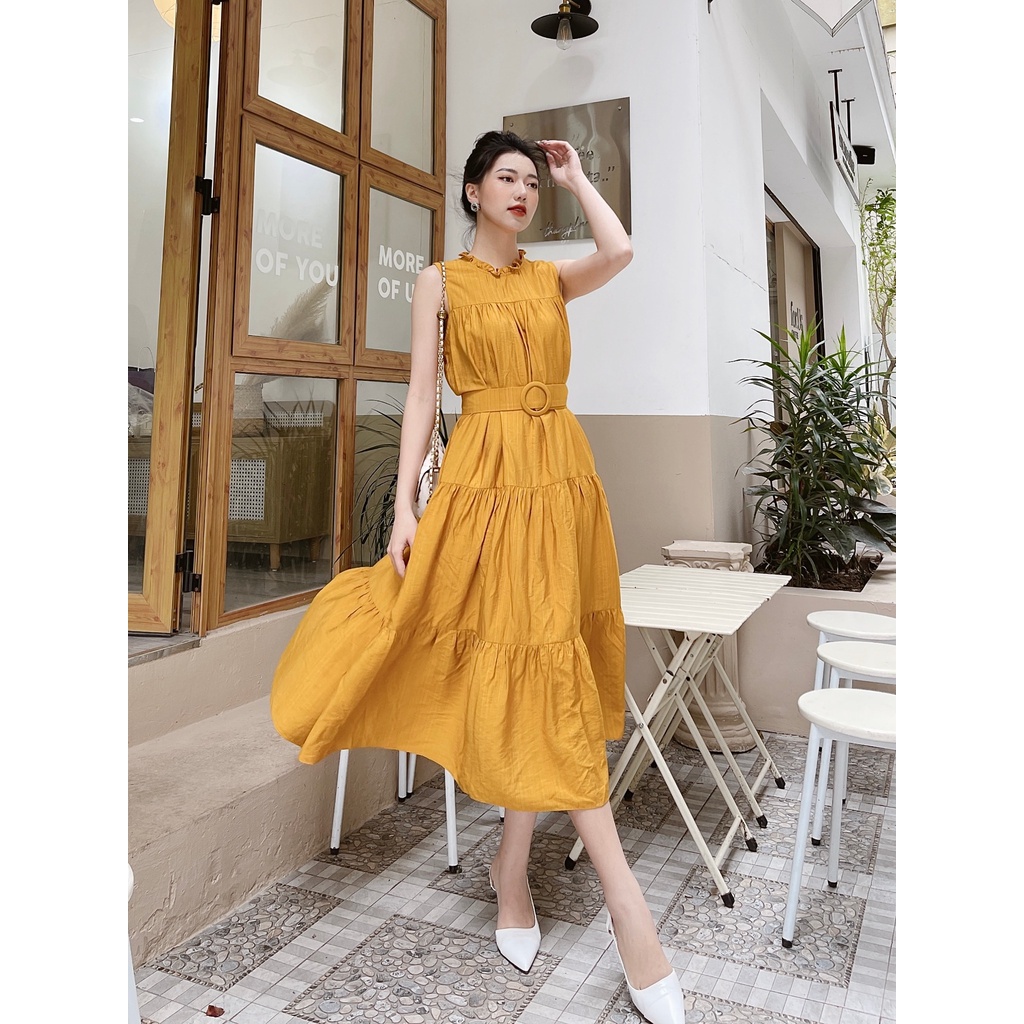 Oyster and Snail - Váy, dạo phố, đi biển -  Lala Dress dáng dài, suông xòe, kèm đai thắt eo - 0387