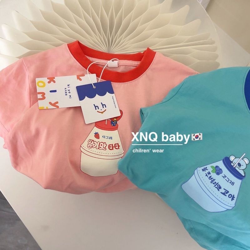 Áo Thun 100% Cotton Tay Ngắn In Họa Tiết Hoạt Hình Phong Cách Hàn Quốc Dành Cho Nữ