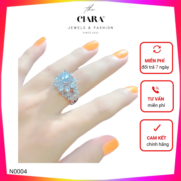 Nhẫn Nữ✨𝐌𝐀̂̃𝐔 𝐇𝐎𝐓 𝟐𝟎𝟐𝟏✨ Nhẫn CIARA Xi Mạ Vàng Trắng 18K Đính Đá CZ - Kiểu dáng Sang Trọng, Qúy Phái - N0004