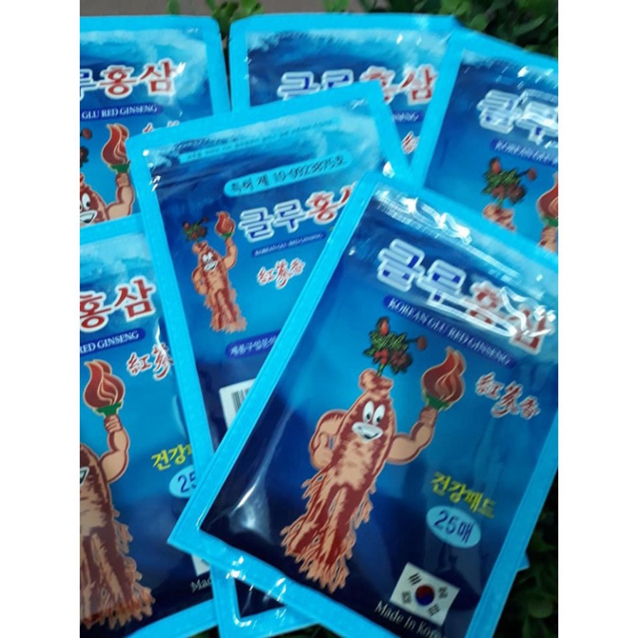 Giá sốc: 1 gói (20 miếng) Cao Dán Hồng Sâm Glu Xanh hình bó đuốc giảm đau nhanh Hàn Quốc [ Hàng Mới Về ]