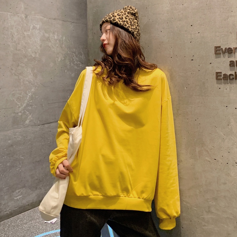 Áo SUXI tay dài cổ tròn màu sắc đơn giản thời trang cho nữ