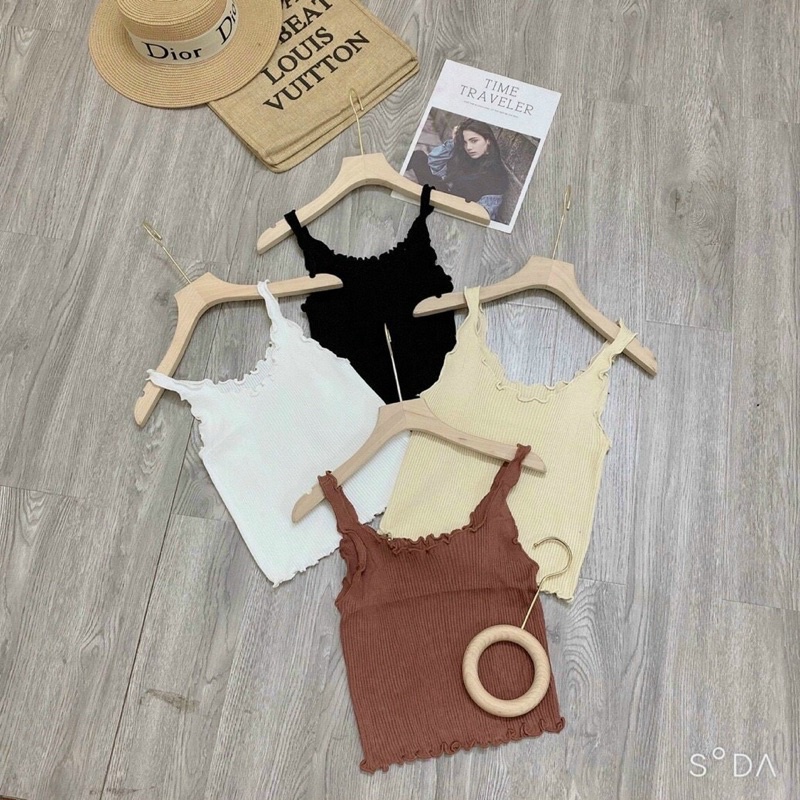 Áo 2 dây thun gân cuốn biên 4 màu
