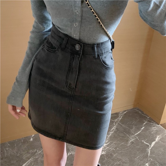chân váy jean Chữ A Lưng Cao Kiểu Dáng Hợp Thời Trang | BigBuy360 - bigbuy360.vn