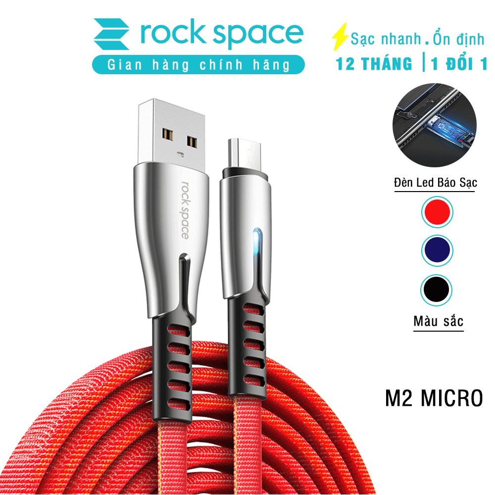 Cáp sạc và truyền dữ liệu M2 kết nối cổng micro 1,2m - Chính hãng Rockspace