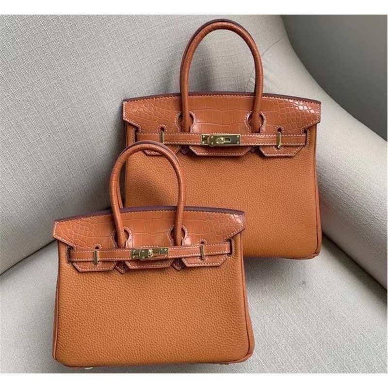 Túi xách nữ da thật cao cấp thương hiệu thời trang Hermes HM Birkin size 25 và 30 bản khoá vàng