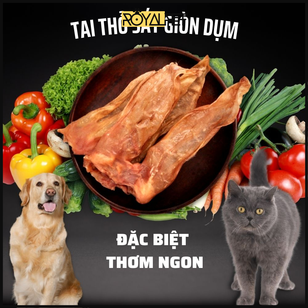 SNACK TAI THỎ SẤY GIÒN BỔ SUNG CANXI CHẮC KHOẺ XƯƠNG,RĂNG CHO CHÓ MÈO