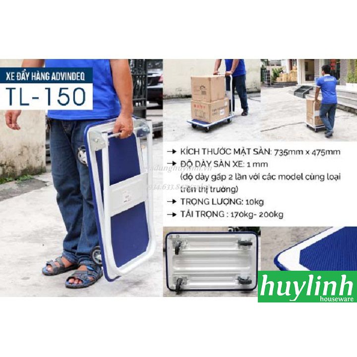 Freeship Xe đẩy hàng sàn thép Advindeq TL-150 - (170 - 200kg)