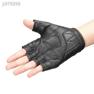 Găng Tay Da Cừu Chống Sốc Hở Ngón Thoáng Khí Phong Cách Retro Dành Cho Nam Nữ