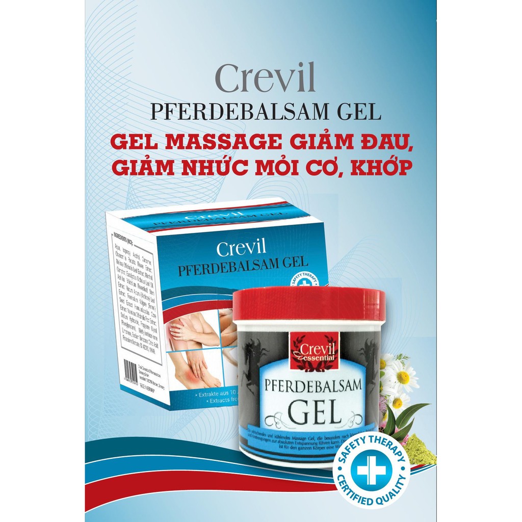 Gel xoa bóp giảm đau, nhức mỏi khớp Crevil Pferdebalsam Gel 250ml