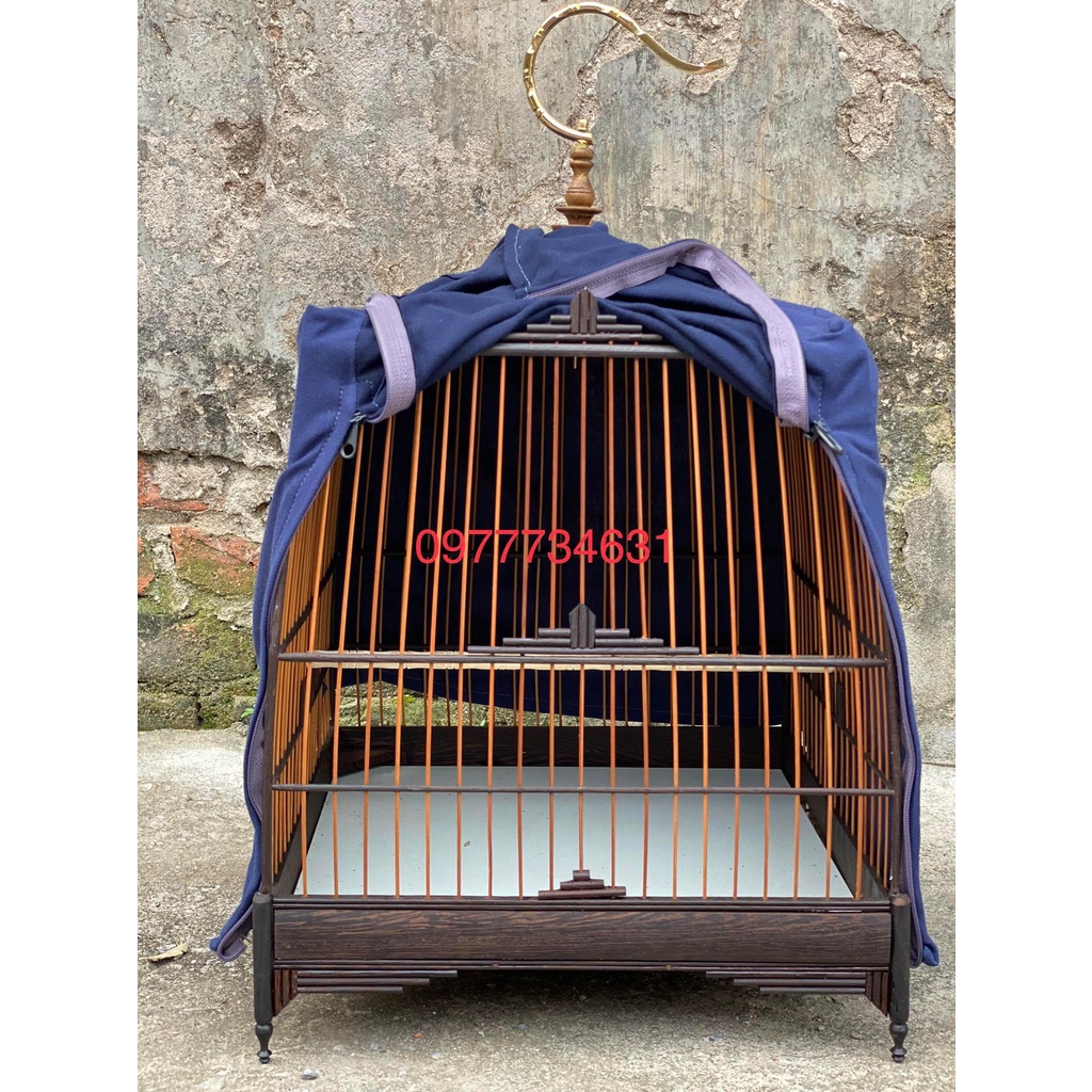 Khung lồng chim chào mào tự ráp gỗ mun đuôi công báng súng trụ tròn tiện đẹp kỹ mịn cao cấp kèm đủ phụ kiện Kabosa