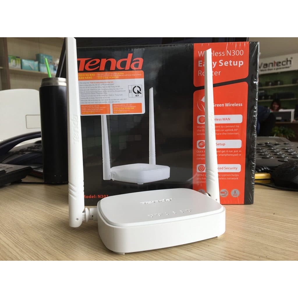 Bộ phát Wifi Tenda N301 tốc độ 300Mbps: 2 râu thu sóng