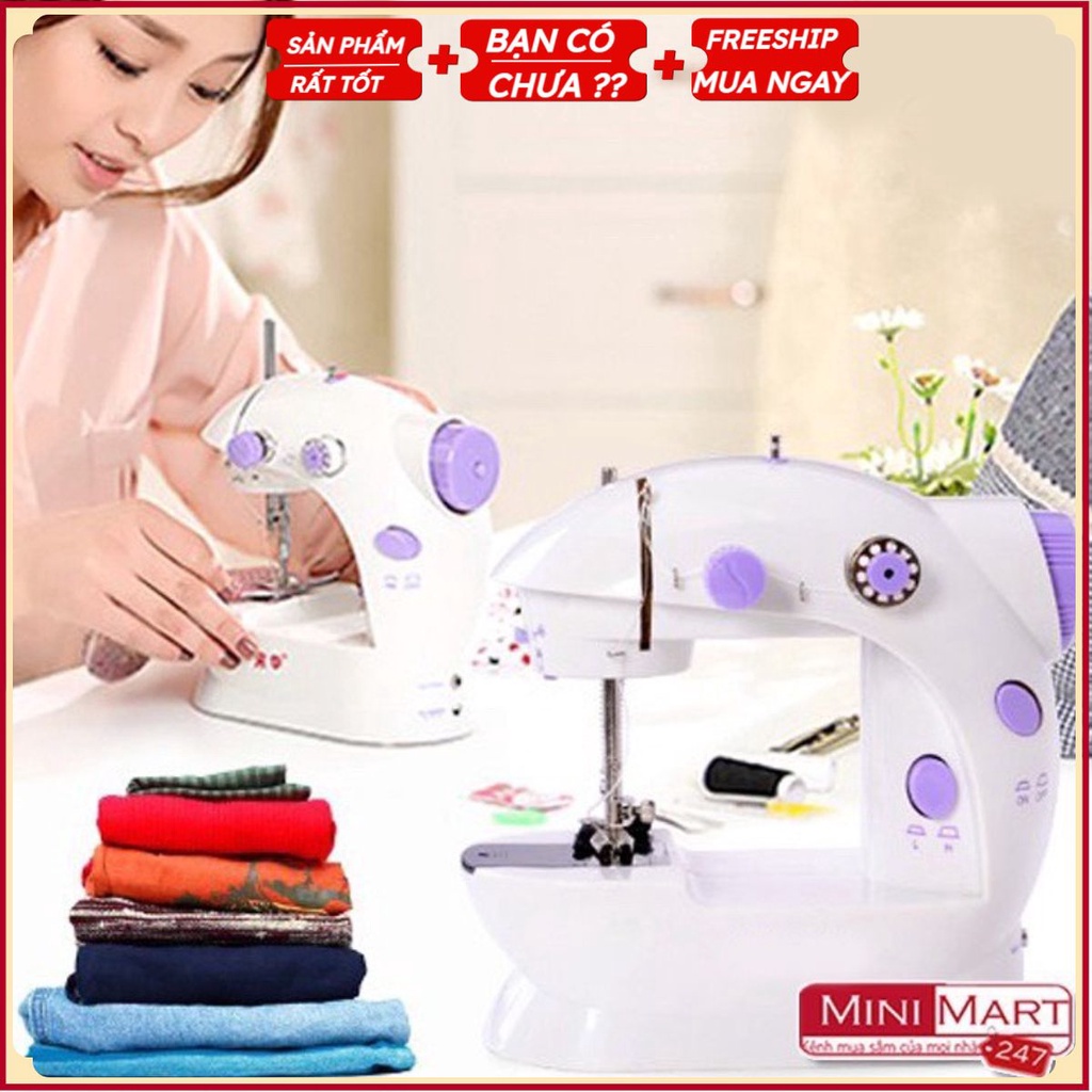 Máy may mini gia đình có đèn ( tặng 1 quận chỉ may ) .