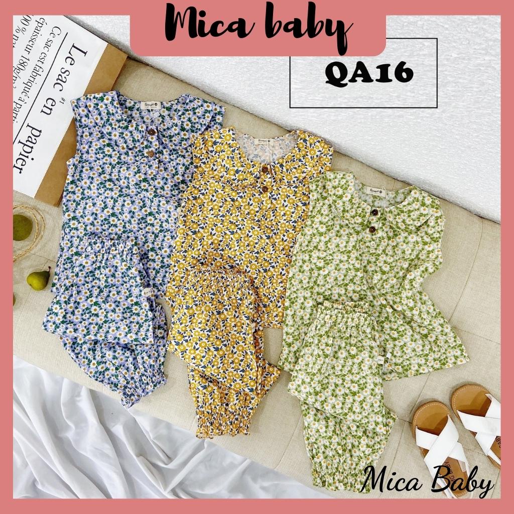Đồ bộ cotton cho bé cổ sen hoa nhí điệu đà đáng yêu Mica baby QA16