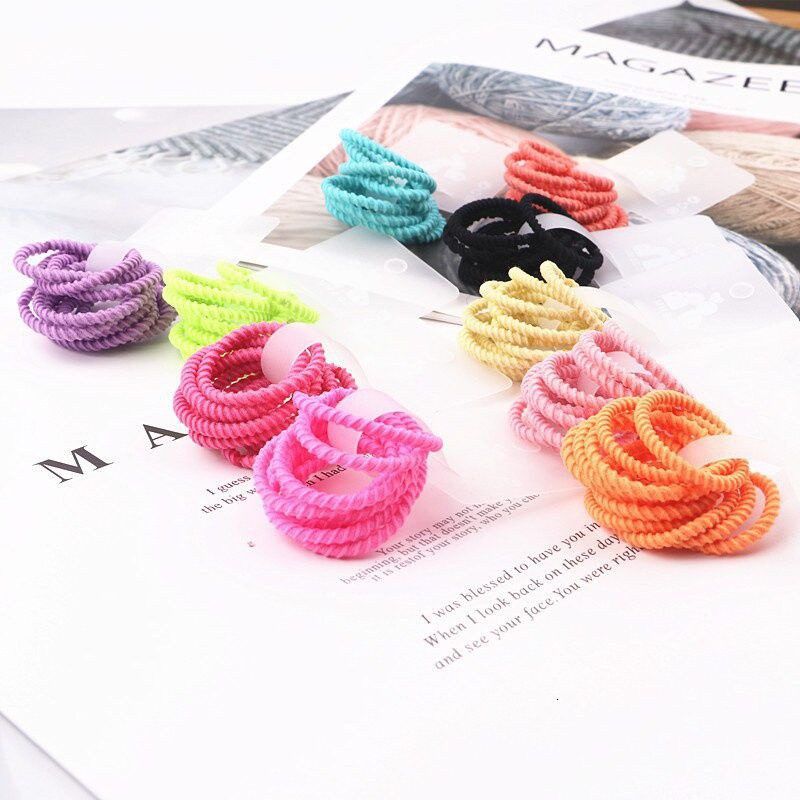 Set 10 dây buộc tóc co giãn nhiều màu tùy chọn cho bé gái