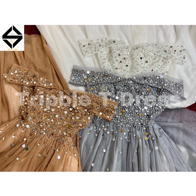 Đầm xoè công chúa lưới kết kim sa treo tròn TRIPBLE T DRESS - size S/M/L - MS216Y