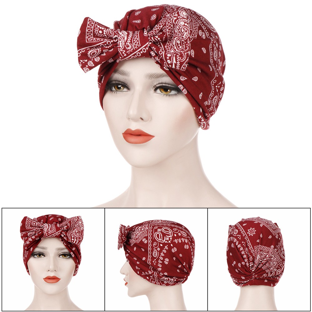 💍MELODG💍 Beanie Scarf Cancer Chemo Cap Head Wrap Muslim Women Turban Hat New Stretch Hair Loss Caps Hijab Bowknot