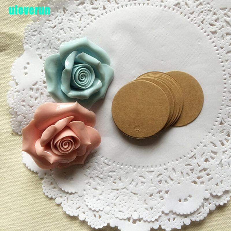 Set 100 Thẻ Giấy Hình Tròn Màu Nâu Treo Hành Lý