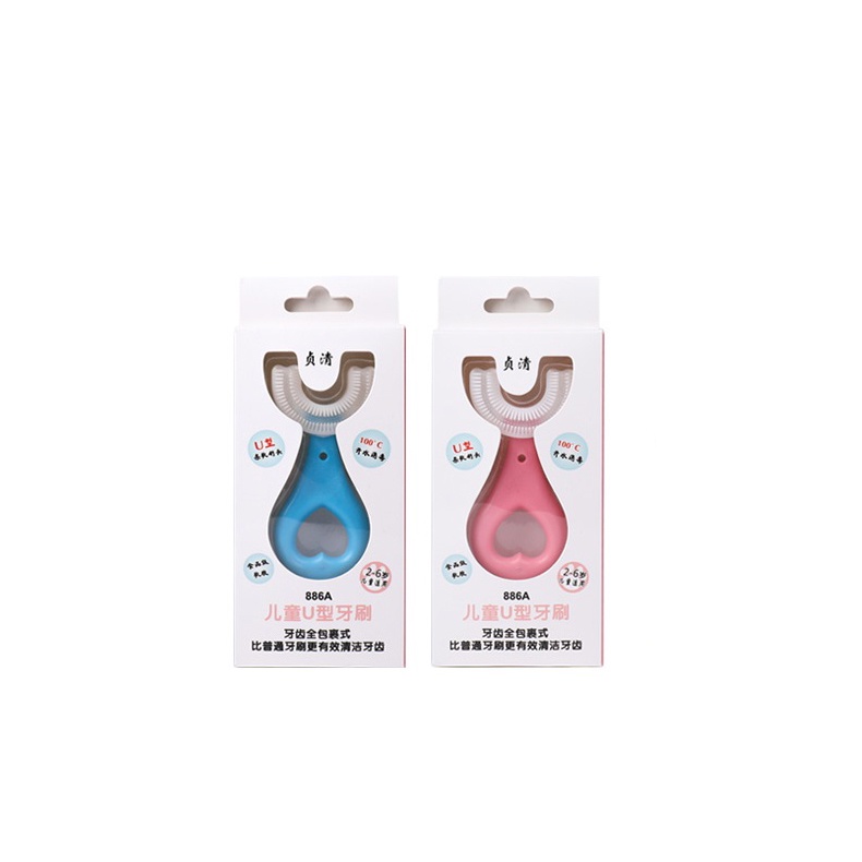 Bàn chải đánh răng cho bé kiểu chữ U chất liệu silicon chịu được lực cắn, cho bé từ 2-6 tuổi (BCU02)