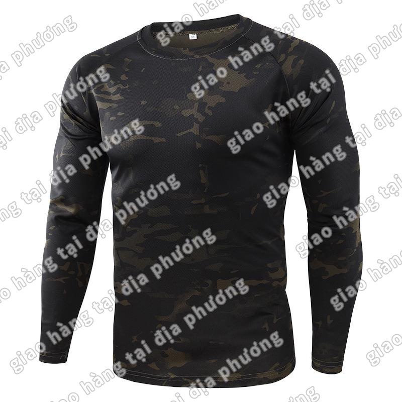 FRESH ☬☸Áo Thun Dài Tay Họa Tiết Rằn Ri Chất Liệu Nhanh Khô