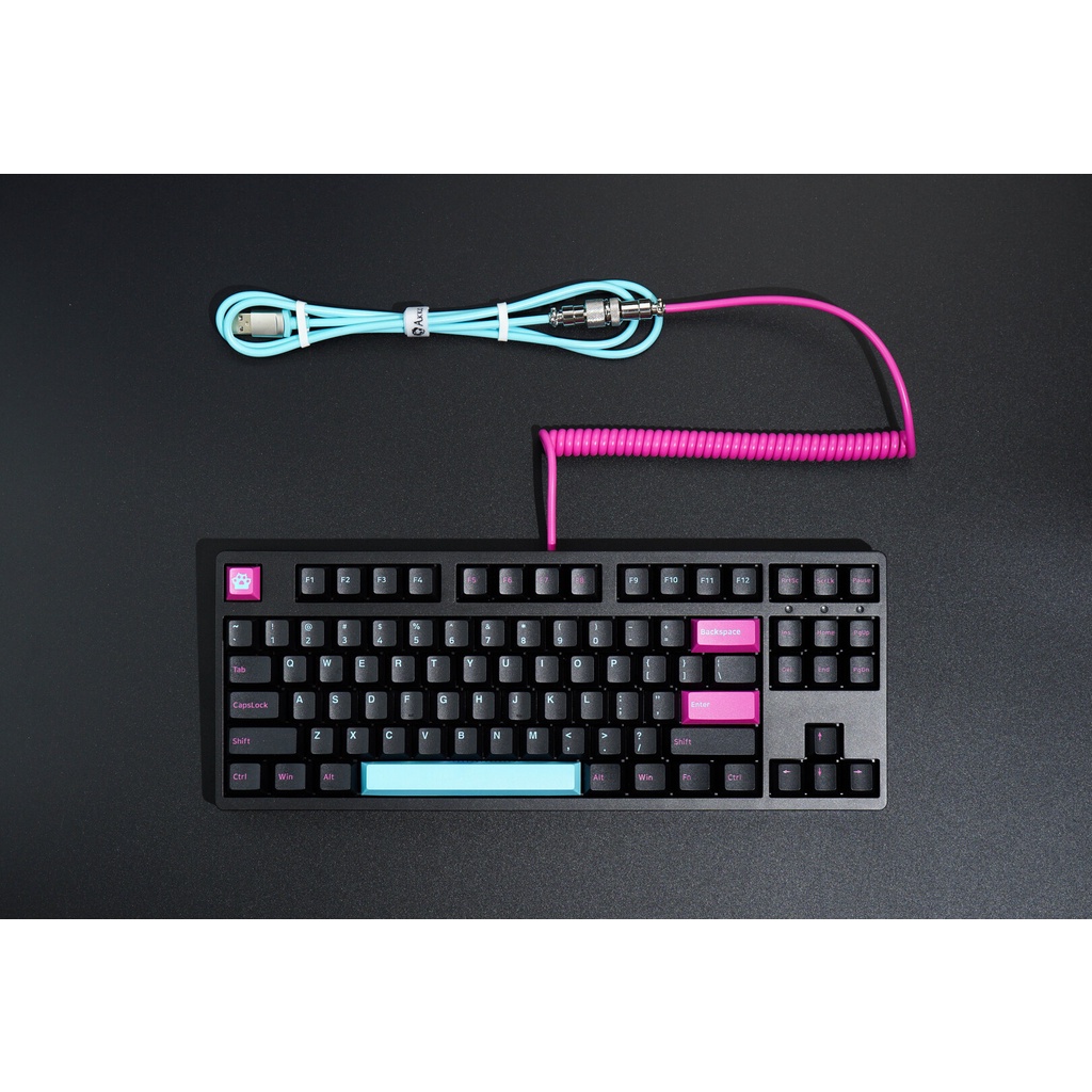 Dây cáp custom cho bàn phím cơ AKKO dạng xoắn USB Type C, hai đoạn thảo rời