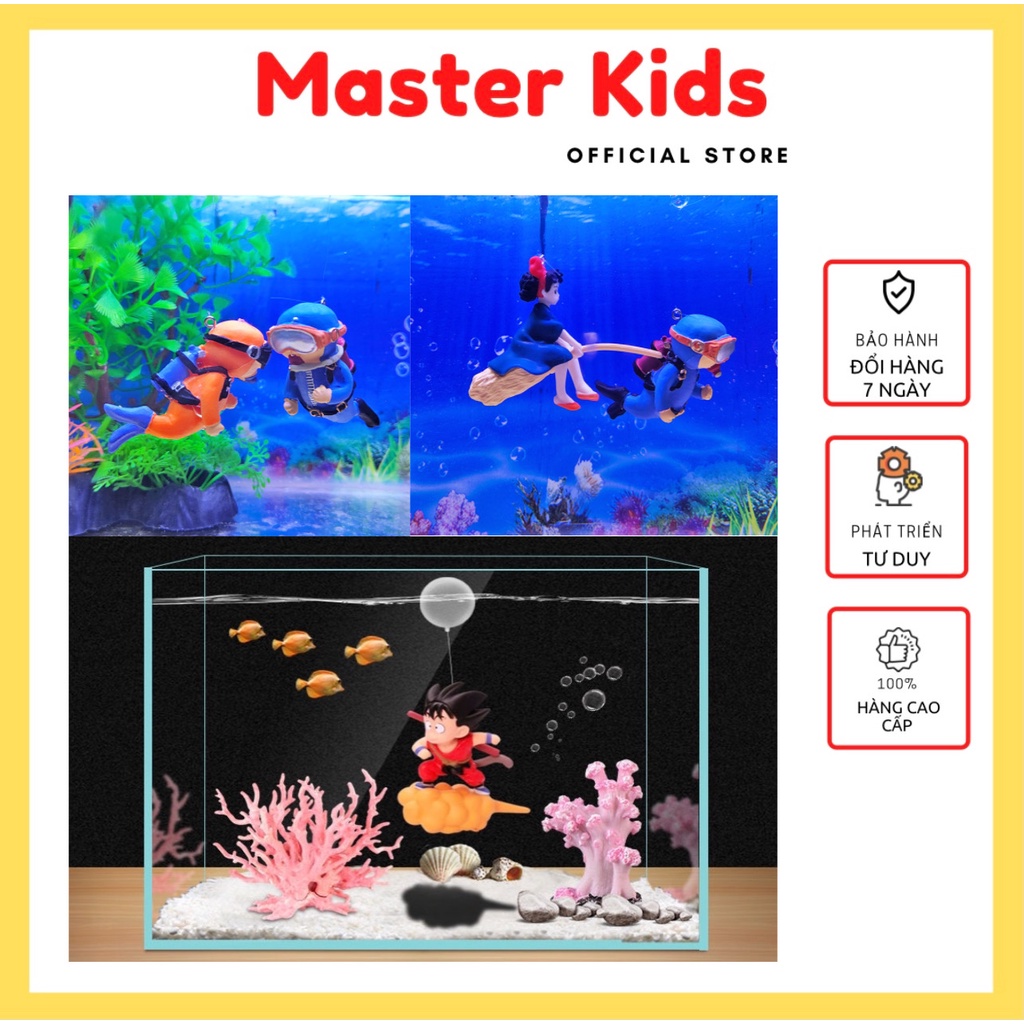 Mô hình đồ chơi thả bể cá, mô hình songoku, thợ lặn trang trí hồ cá nổi Master Kids