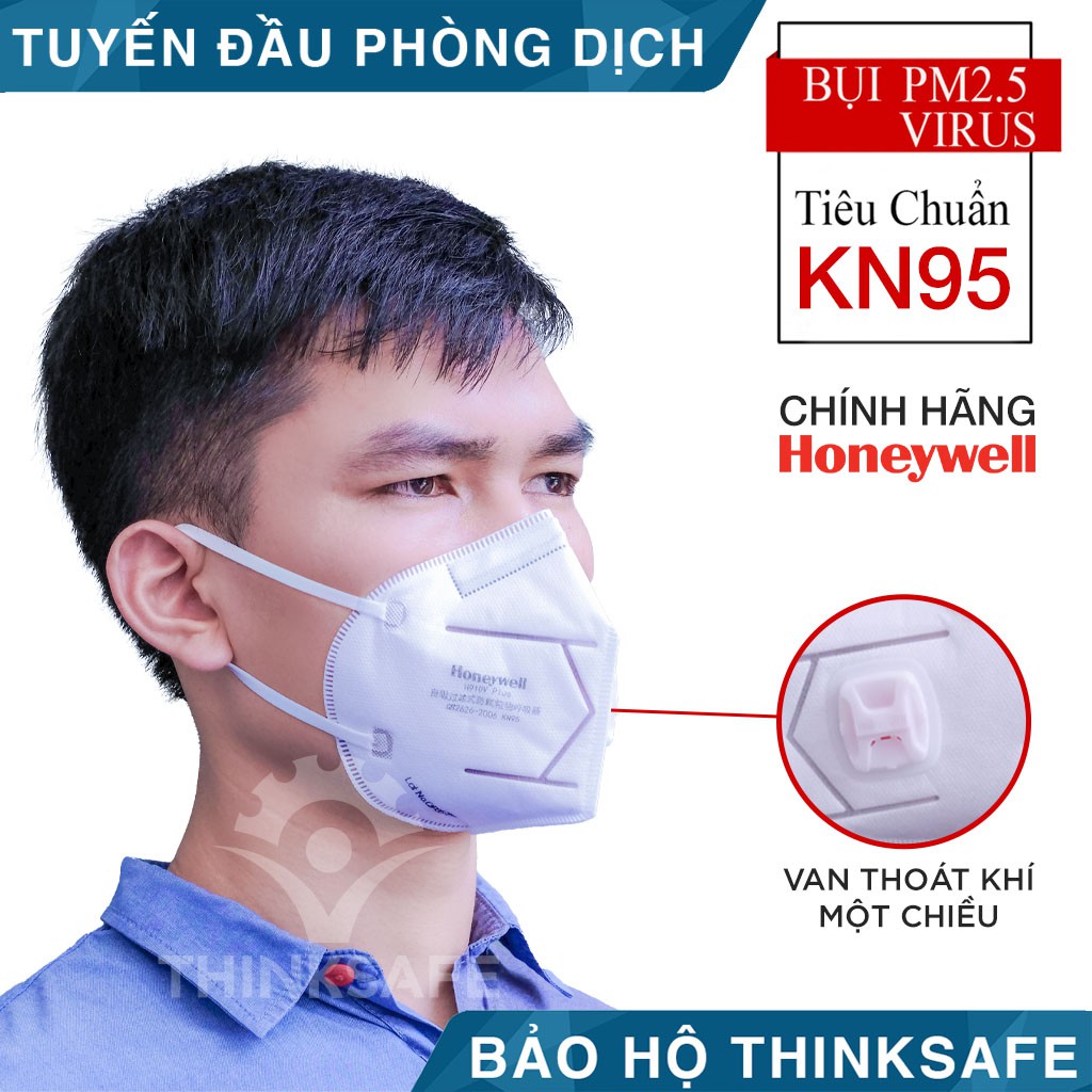 Khẩu trang KN95 Honeywell H910V Plus - Khẩu trang 3d đạt tiêu chuẩn KN95 chống bụi, phòng độc - Bảo Hộ Thinksafe