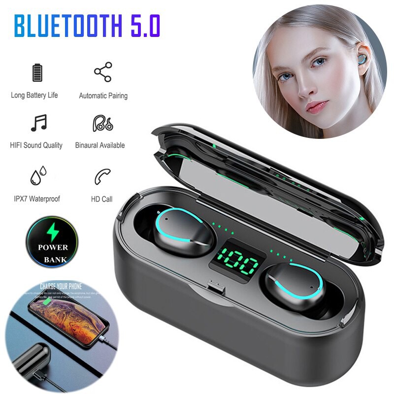 Tai nghe true wireless AMOI F9 | bản QUỐC TẾ | nút cảm ứng | Bluetooth 5.0 | Pin 280 giờ | sạc dự phòng 2019