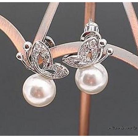 Khuyên tai đính đá và ngọc trai nhân tạo thời trang thanh lịch dành cho nữ