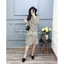 Váy dáng xuông họa tiết beo tim đen hot trend các chị e béo gầy bầu bí đều mặc được