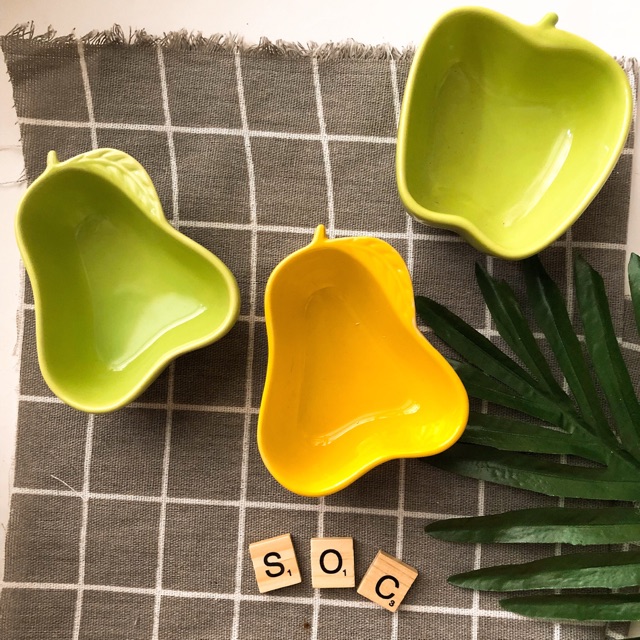 Bát sứ ăn dặm hình lê, táo