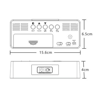 Mirror Led Charging Digital Alarm Clock Sound Control Backlight White
