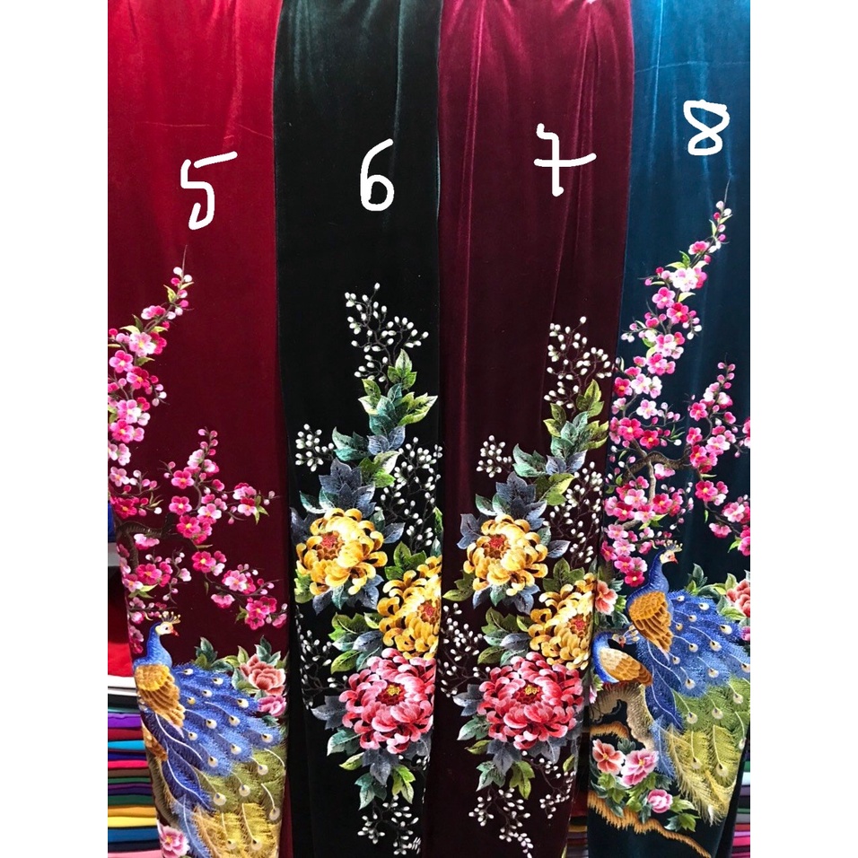 Vải Nhung the chun may Áo Dài, thêu tay kỹ, CÓ NHIỀU MÀU