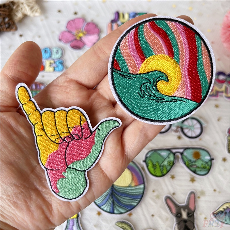 ♚ Sticker Ủi Thêu Chữ Good Vibes - Just Sáng Tạo ♚ 1 Huy Hiệu Ủi Trên Quần Áo DIY