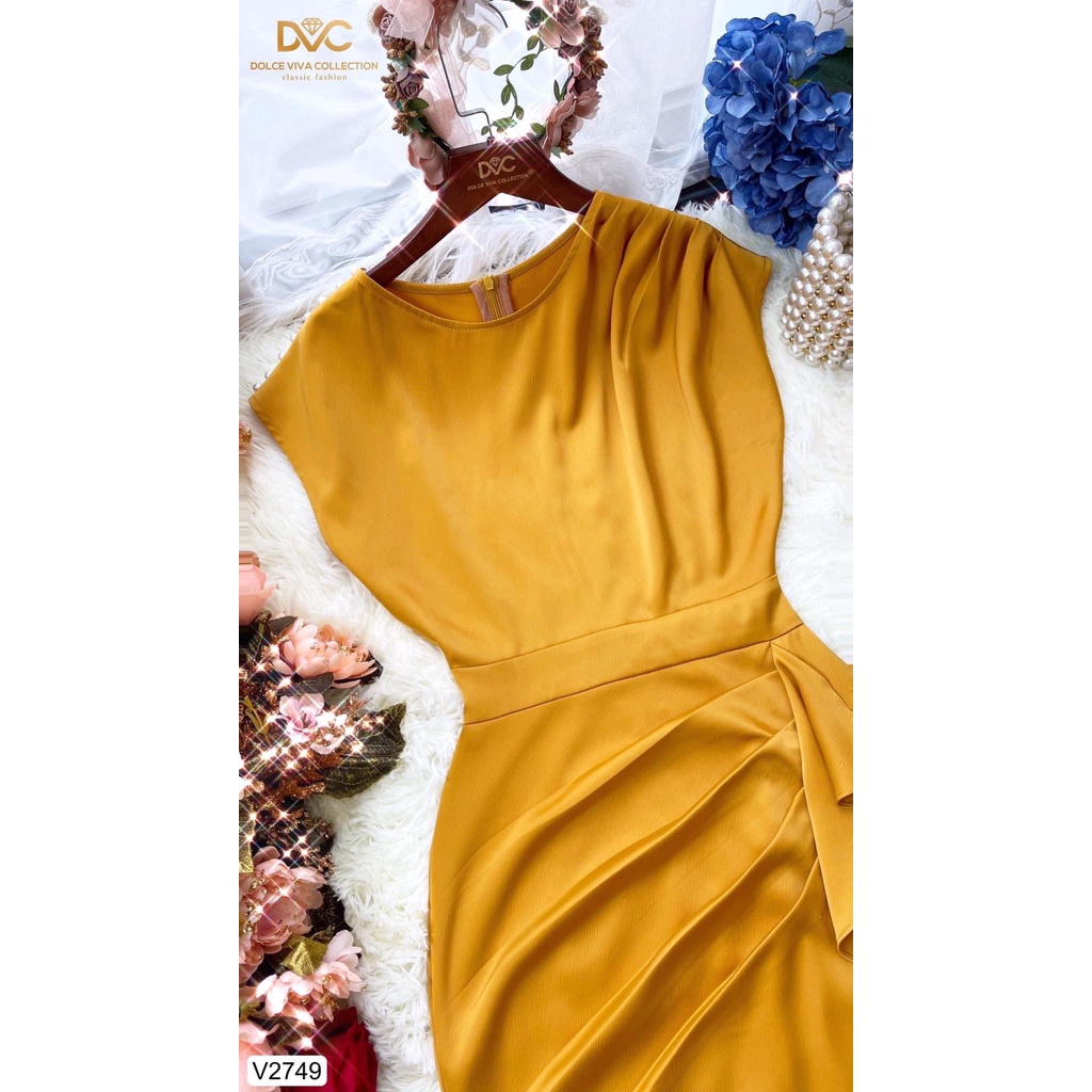 Váy body nhún eo cổ tròn sang chảnh V2749