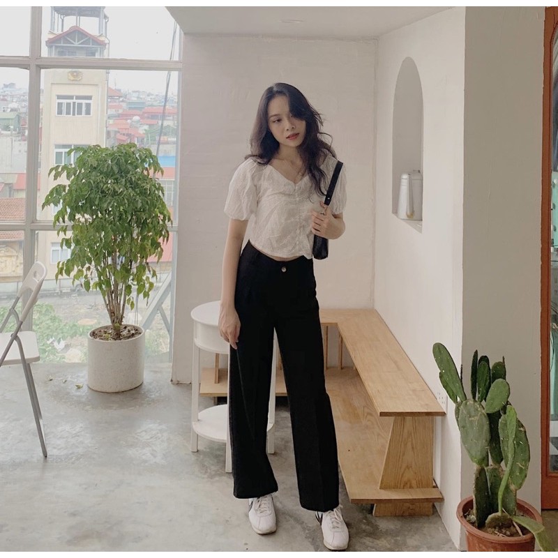quần tây suông hai màu đen/be ( ảnh thật kèm video tự chụp )