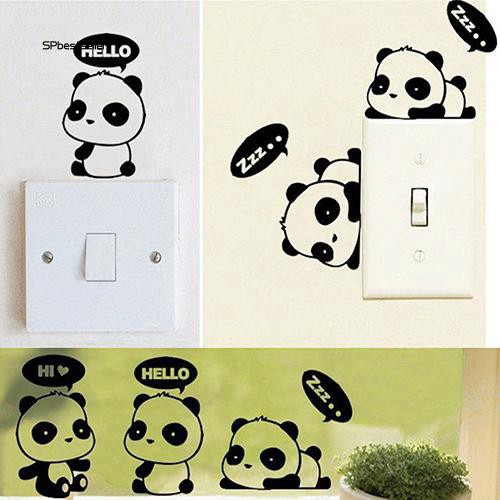 Miếng dán công tắc cửa sổ hình gấu trúc đáng yêu bs _ Lovely