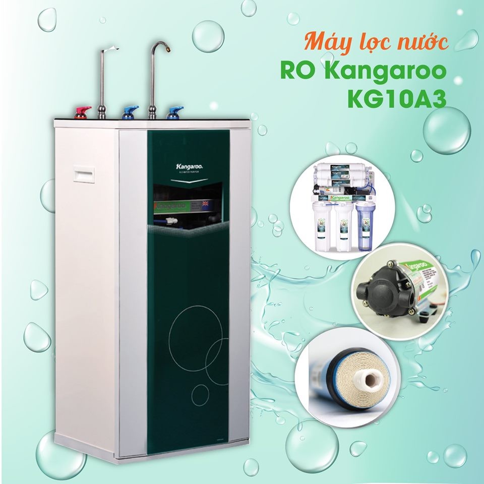 Máy lọc nước nóng lạnh 2 vòi 3 chức năng Kangaroo KG10A3. 10 cấp lọc, màng RO Hàn Quốc