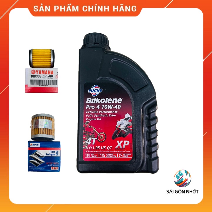 [TẶNG LỌC NHỚT] Dầu nhớt Tổng Hợp Fuchs Silkolene Pro 4 XP 10W40 + Lọc nhớt Suzuki, Yamaha - CHÍNH HÃNG