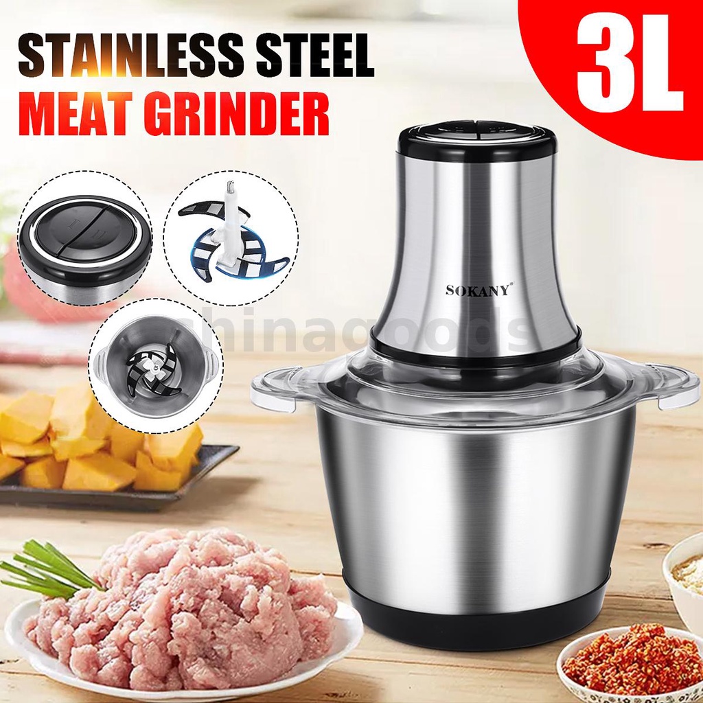 Sokany Máy Xay Thịt 800W 3L Bằng Thép Không Gỉ 304 Chất Lượng Cao
