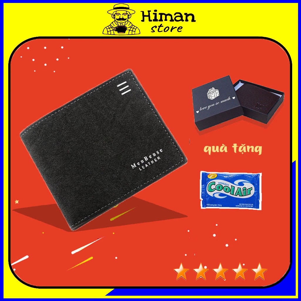 Ví nam nữ unisex mini thời trang dáng đứng ngang bóp da lộn cao cấp đẹp nhỏ gọn giá rẻ HIMAN VN150