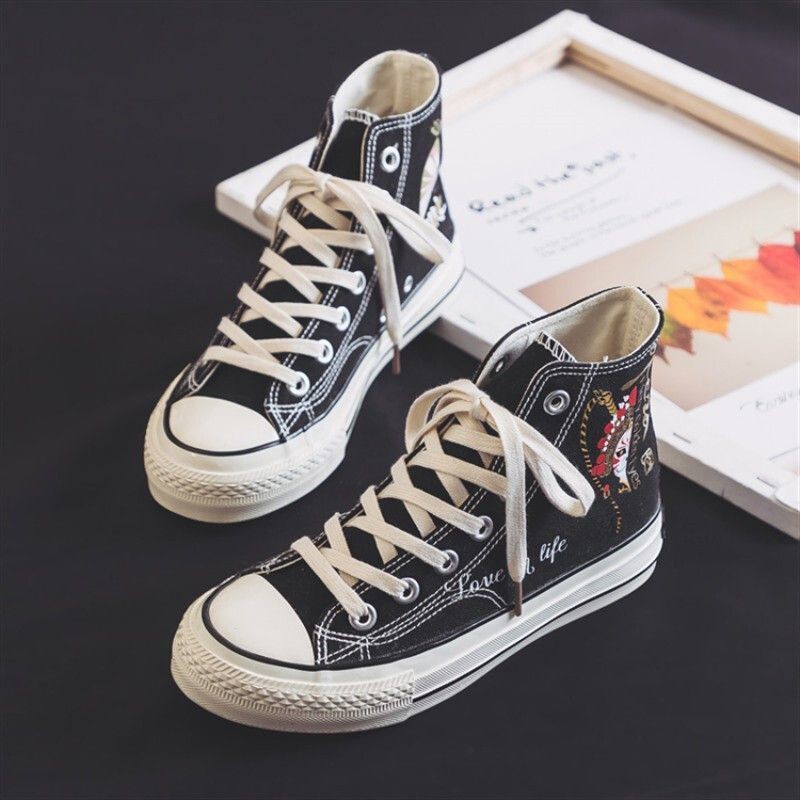 Giày Vải Canvas Cổ Cao In Họa Tiết Graffiti Kiểu Retro Thời Trang Mùa Thu 2020 Cho Học Sinh | BigBuy360 - bigbuy360.vn