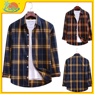 Men's fashion Plaid Long Sleeve Shirt026