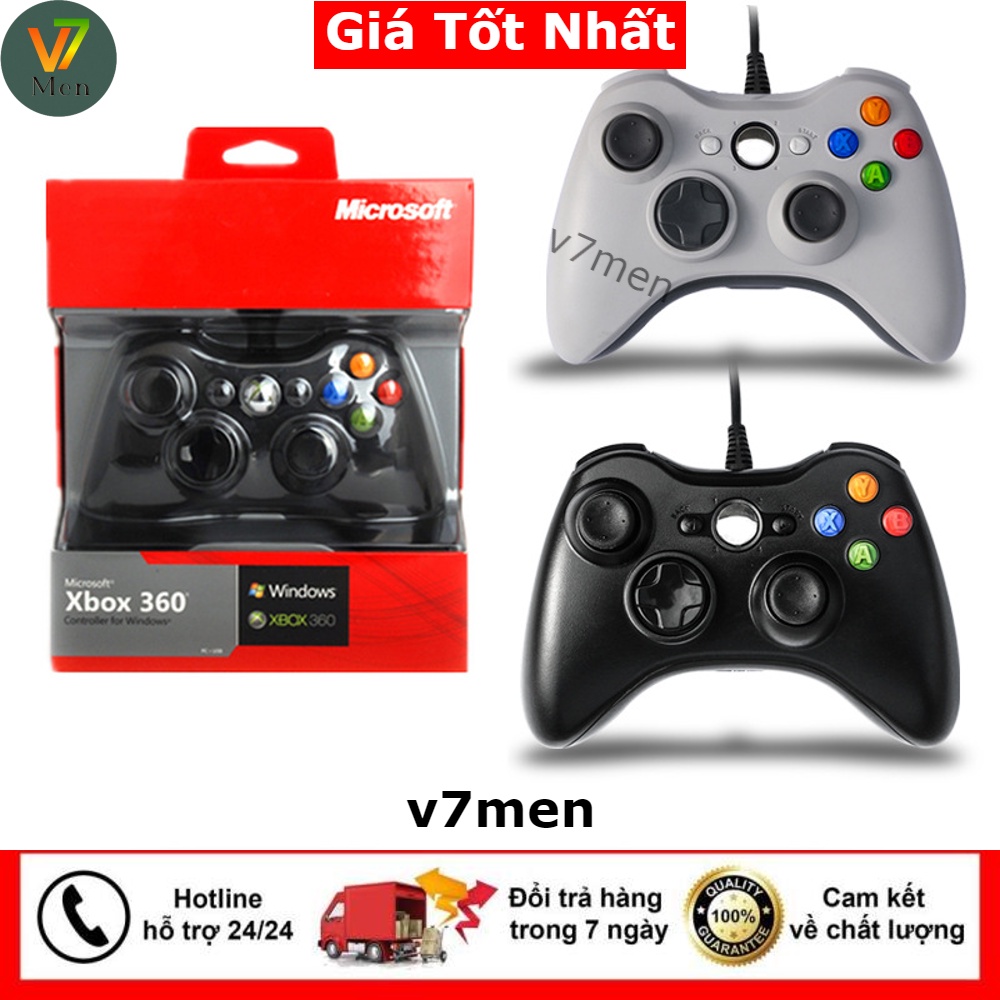 [ Loại 1 ] Tay cầm Chơi Game Microsoft Xbox 360 Full box Có Rung - Tay Cầm Có Dây Dùng Cho PC, Laptop chơi full skil