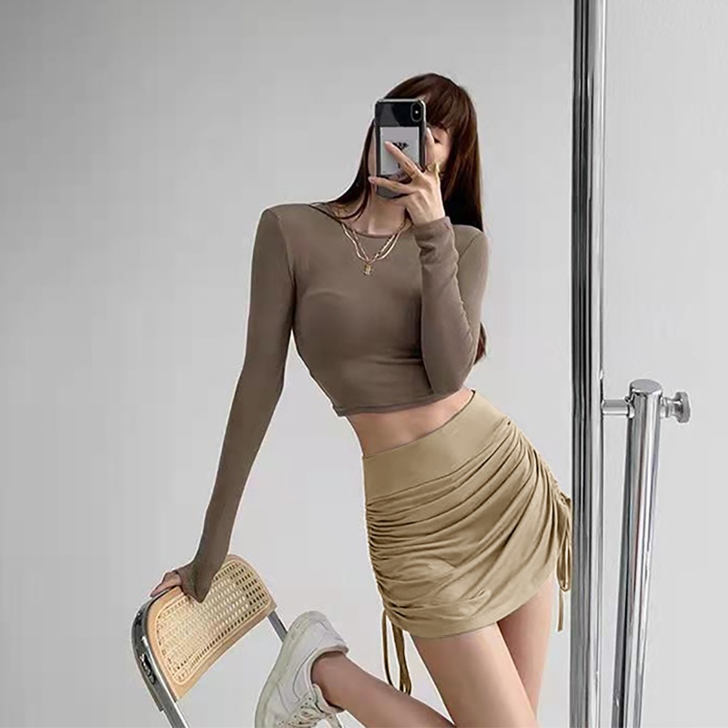 Chân Váy Bút Chì Lưng Cao Phối Dây Rút Thời Trang