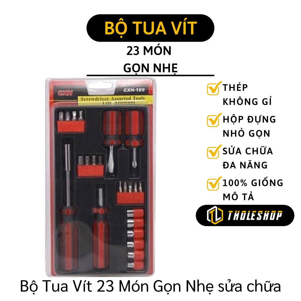 Bộ Tua Vít Đa Năng - Bộ Dụng Cụ Sửa Chữa 23 Món Tiện Dụng, Chất Thép Không Gỉ 5703