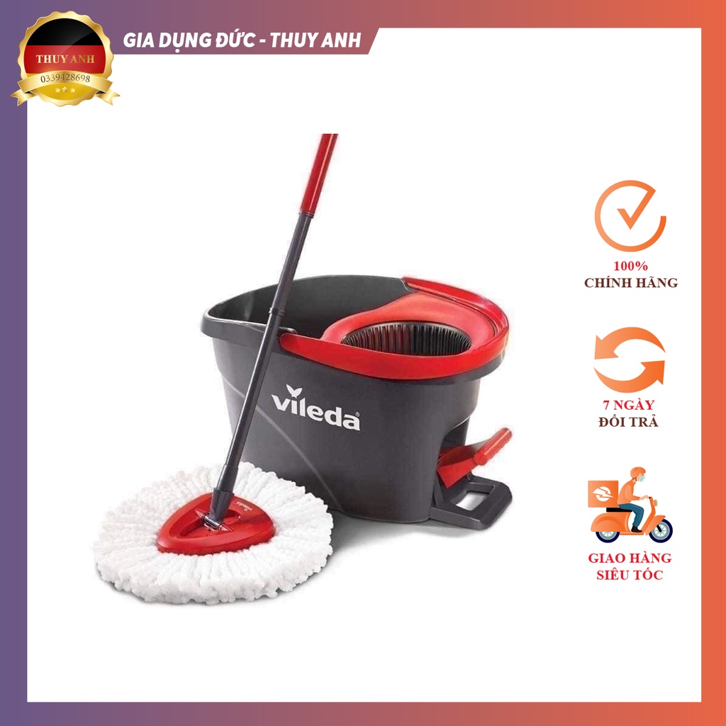 Bộ Lau Nhà cao cấp Vileda Easy Wring & Clean TURBO Cây lau và Xô | nhập khẩu chính hãng Đức
