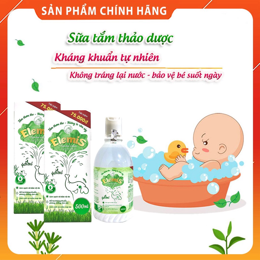 (Chai 500ml) Nước thảo dược tắm gội cho trẻ sơ sinh DK Pharma Elemis